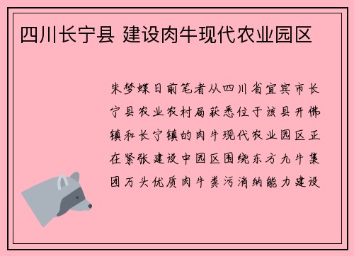 四川长宁县 建设肉牛现代农业园区